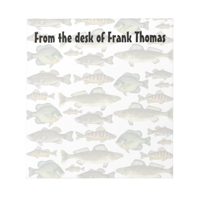 Simple Stylish Nature Fisherman Angler Fish Notepad (Front)