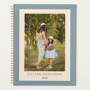 Simple Stylish Personalized Photo 2022 Blue Planner