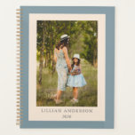 Simple Stylish Personalized Photo Blue Planner<br><div class="desc">Plan your days,  weeks,  and months with this simple and stylish undated dusty blue planner featuring your favourite photo and personalized with your name. Great gift idea.</div>