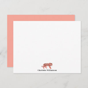 Simple Stylish Personalized Stationery Pink Tiger Card