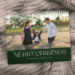 Simple Stylish Photo Christmas Floral Back Calendar<br><div class="desc">This simple, stylish photo calendar features elegant typography reading, "Merry Christmas" in ivory over a custom colour background (shown in dark green). A text template is included for easy personalization. The back contains a hand drawn floral pattern in traditional Christmas colours of deep green, red, and ivory over a sand...</div>