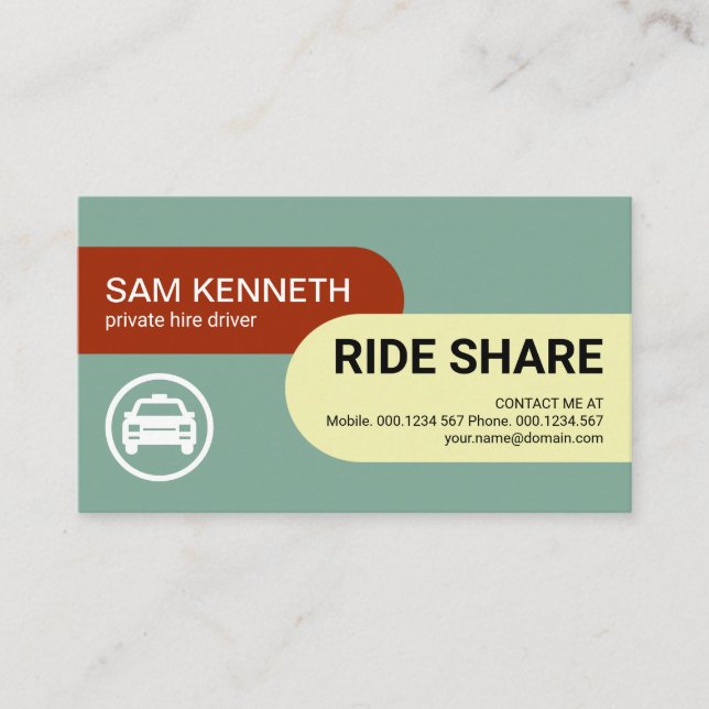 Simple Stylish Round Columns Ride Share Driver Business Card (Front)