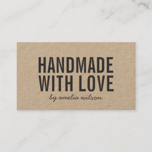 Simple Stylish Rustic Handmade with Love Kraft Business Card
