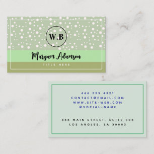 Simple & Stylish Sage Green Colours, Calm Monogram Calling Card