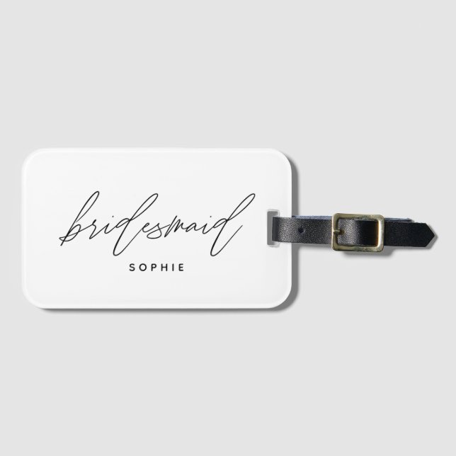 Simple Stylish Script Bridesmaid Personalized Name Luggage Tag (Front Horizontal)