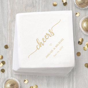 Simple Stylish Script Cheers Modern Wedding Foil Napkins