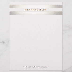 Simple Stylish Striped FAUX Silver Elegant 2 Letterhead