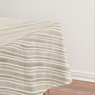 Simple Stylish Taupe Cottage Diagonal Striped Gift Tablecloth