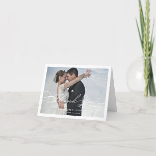Simple Stylish Thank You Script Wedding Photo Card