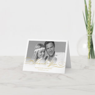 Simple Stylish Thank You Script Wedding Photo Card