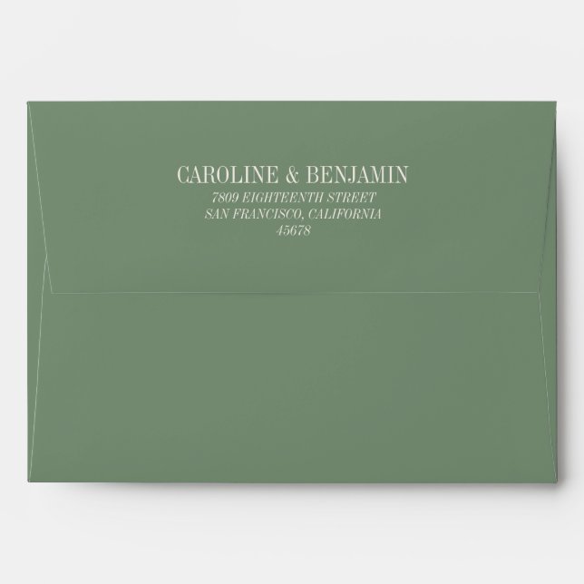 Simple Stylish Typography Elegant Green Wedding Envelope (Back (Top Flap))