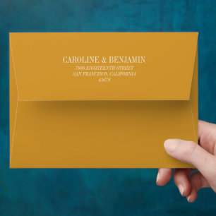 Simple Stylish Typography Elegant Ochre Wedding Envelope