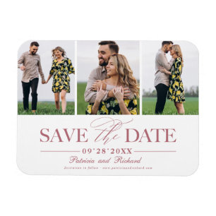 Simple Stylish Wedding Save The Date 3 Photo Magnet
