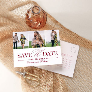 Simple Stylish Wedding Save The Date 3 Photo Postcard