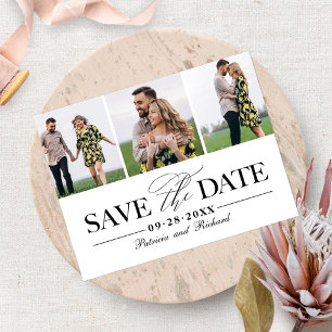 Simple Stylish Wedding Save The Date 3 Photo Postcard