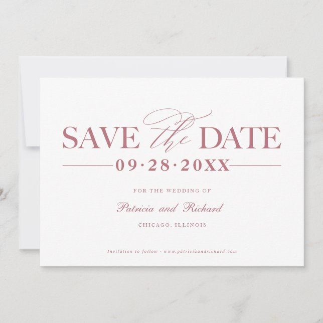Simple Stylish Wedding Save The  Date Non Photo Invitation (Front)