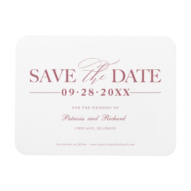 Simple Stylish Wedding Save The  Date Non Photo Magnet (Horizontal)