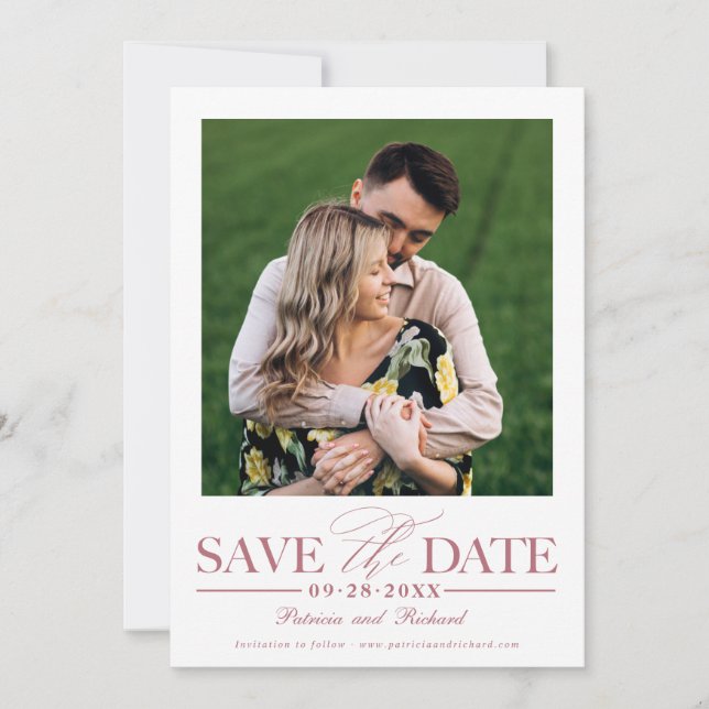 Simple Stylish Wedding Save The Date Photo Invitation (Front)