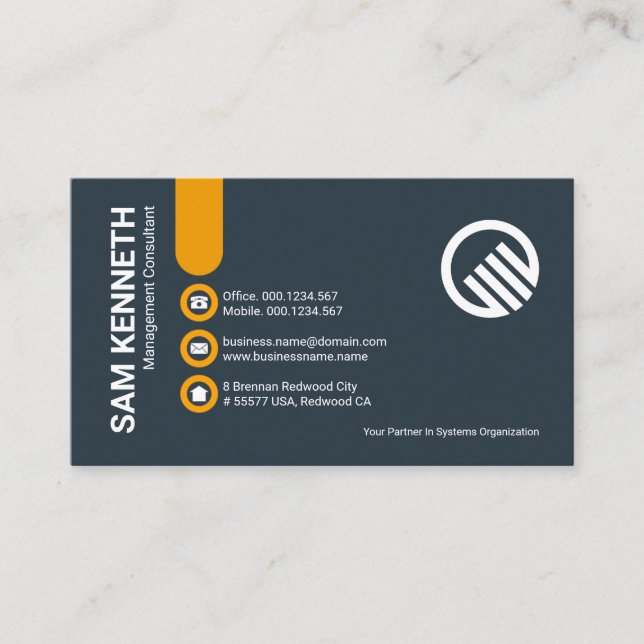 Simple Stylish Yellow Column Tab CEO Founder Business Card (Front)
