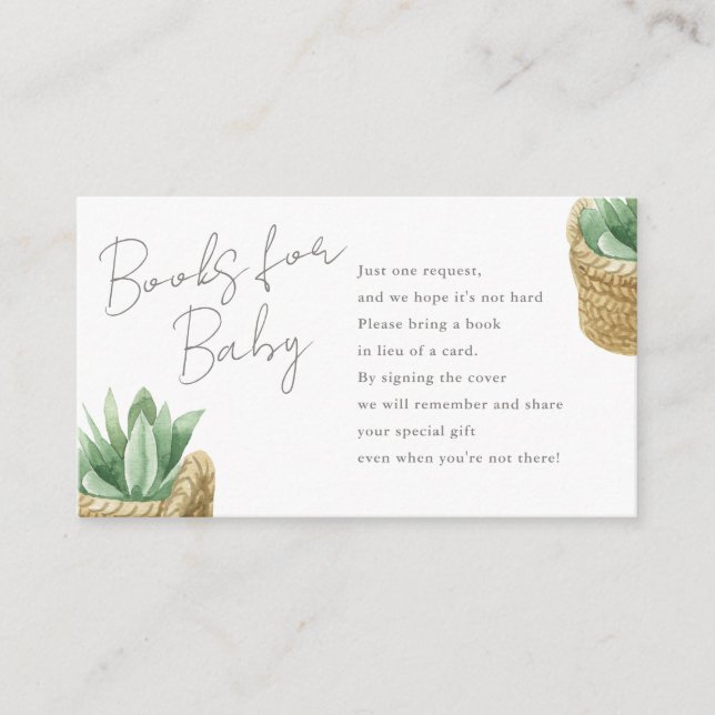 Simple Succulent Books for Baby Request Enclosure Card (Front)