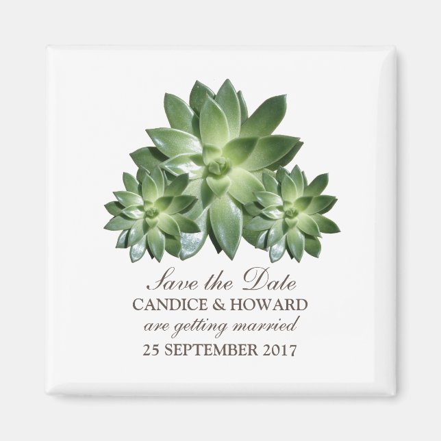 Simple Succulent Save the Date Magnet (Front)