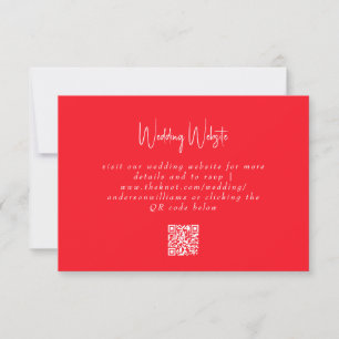 Simple Summer Red Wedding QR Code Website RSVP Card