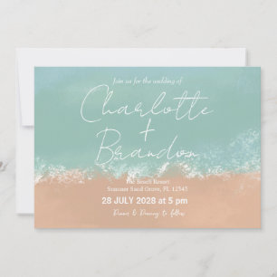 Simple Summer Seaside Beach Wedding Invitation