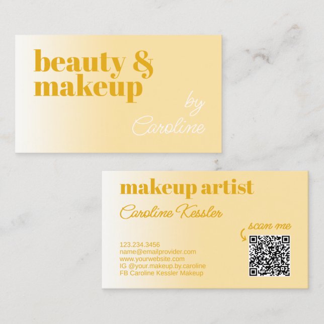 Simple Summer Tuscan Sun Yellow White Calligraphy Business Card (Front/Back)