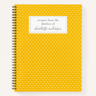 Simple Summer Yellow Dots Personalized Recipe Notebook