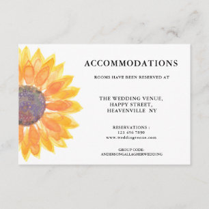 Simple Sunflower Accommodations  Enclosure Card