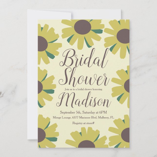 Simple Sunflower Border  Bridal Shower Invitation (Front)