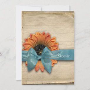 Simple Sunflower Natural Organic Bridal Shower Invitation