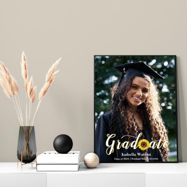 Simple Sunflower Script Graduation Photo  Poster (Simple Sunflower Script Graduation Photo Poster)