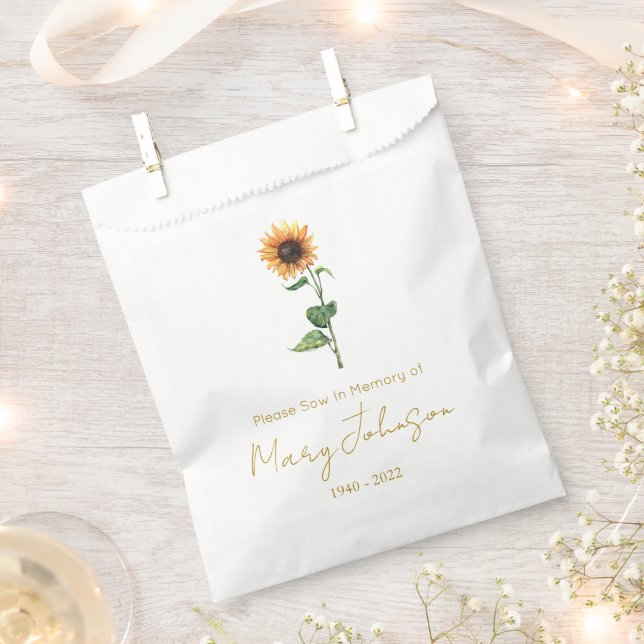 Simple Sunflower Seed packet Funeral  Favour Bag (Clipped)