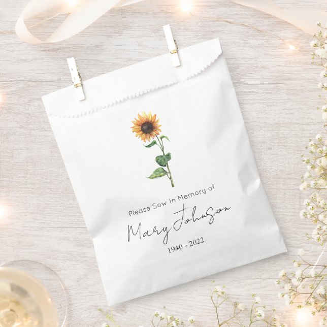 Simple Sunflower Seed packet Funeral  Favour Bag (Clipped)