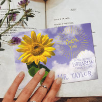 Simple Sunflower & Sunrays Thanks Rustic Librarian