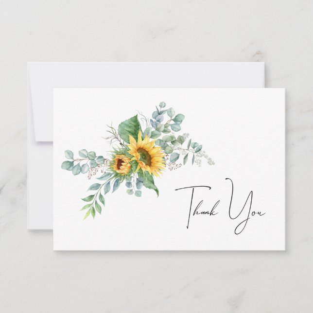 Simple Sunflower Thank You Card (Front)