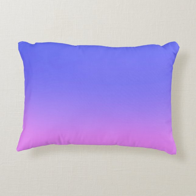 Simple Sunset Ombre Effect Blue & Pink Accent Pillow (Back)