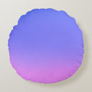 Simple Sunset Ombre Effect Blue & Pink Round Pillow