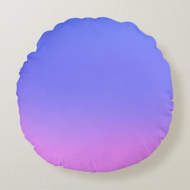 Simple Sunset Ombre Effect Blue & Pink  Round Pillow (Front)