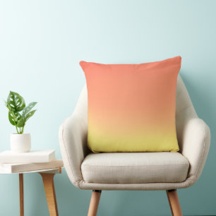 Simple Sunset Ombre Effect yellow & orange Throw Pillow