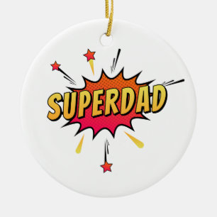 Simple Superdad Comic Retro Pop Art Ornament