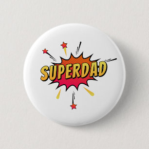 Simple Superdad Comic Retro Pop Art Pin Button