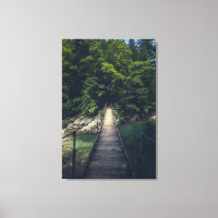 Simple suspension bridge over river Idrijca, Slove