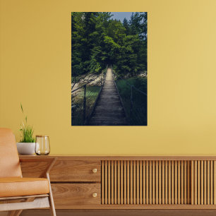 Simple suspension bridge over river Idrijca, Slove Poster