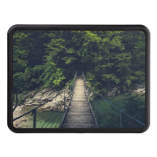 Simple suspension bridge over river Idrijca, Slove Trailer Hitch Cover (Front)