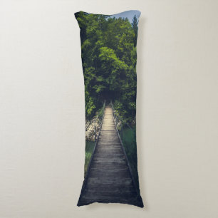 Simple suspension bridge river Idrijca, Slovenia Body Pillow