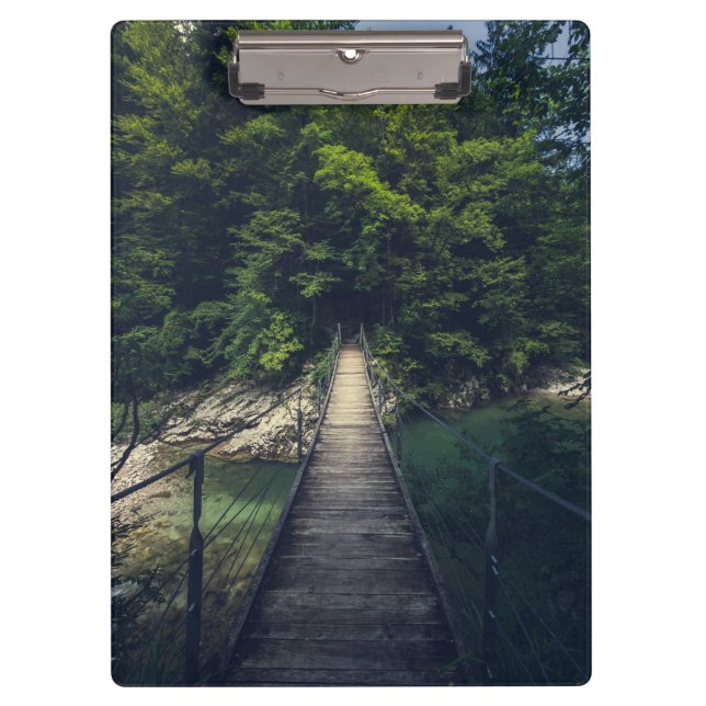Simple suspension bridge river Idrijca, Slovenia Clipboard (Front)
