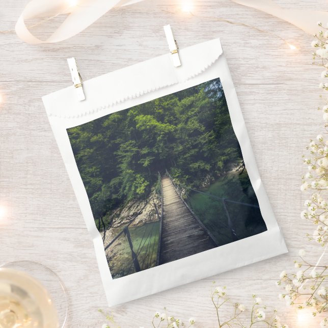 Simple suspension bridge river Idrijca, Slovenia Favour Bag (Clipped)