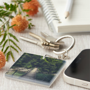Simple suspension bridge river Idrijca, Slovenia Keychain